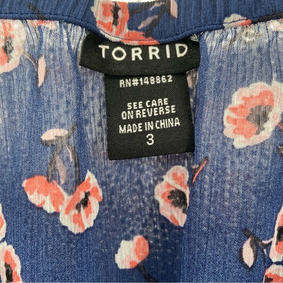 Torrid Ruffle Tiered‎ Chiffon Tank Women’s Size 3 Plus Size Blue - Picture 5 of 8